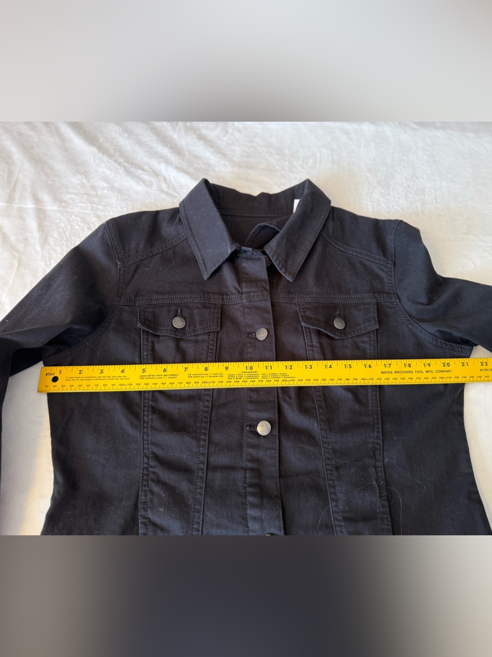 Lee Riders Black Denim Jacket Stretch Trucker Button Front Women’s Large Casual - Picture 8 of 8